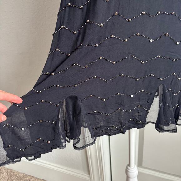 Free People Metal Maiden Chemise Mesh Ruffle Slip Mini Dress Embellished SP - Picture 6 of 15